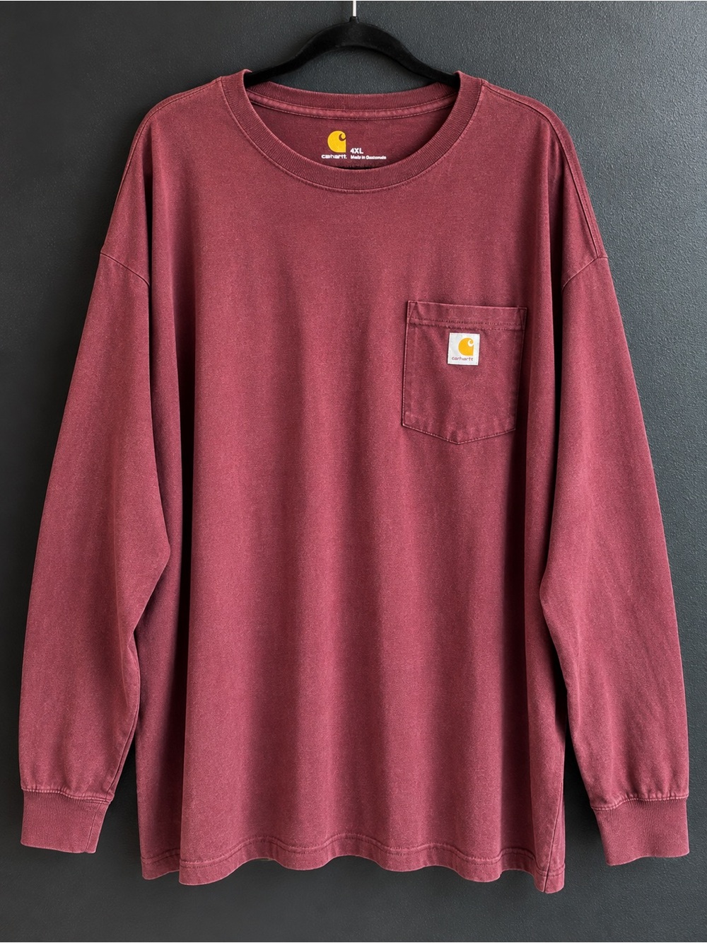 Carhartt K126 4XL Port Burgundy Long Sleeve Pocket Tee Workwear